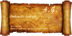 Ambach Gergő névjegykártya